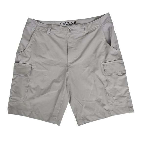 SAVANE Men's Light Gray Relaxed Fit Cargo Shorts Size 32 - Picture 2 of 12